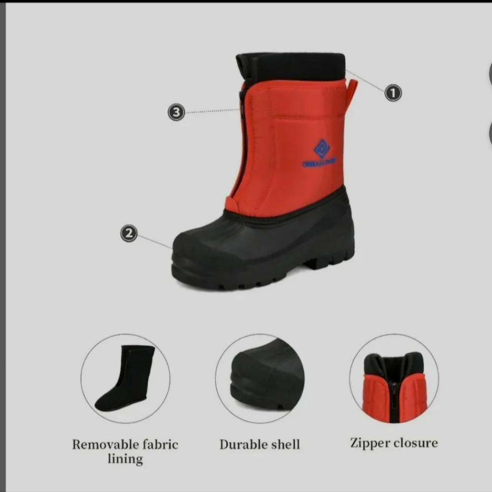 Dream Pairs Boys Girls Kids Warm Waterproof Snow Boots Winter Size 2